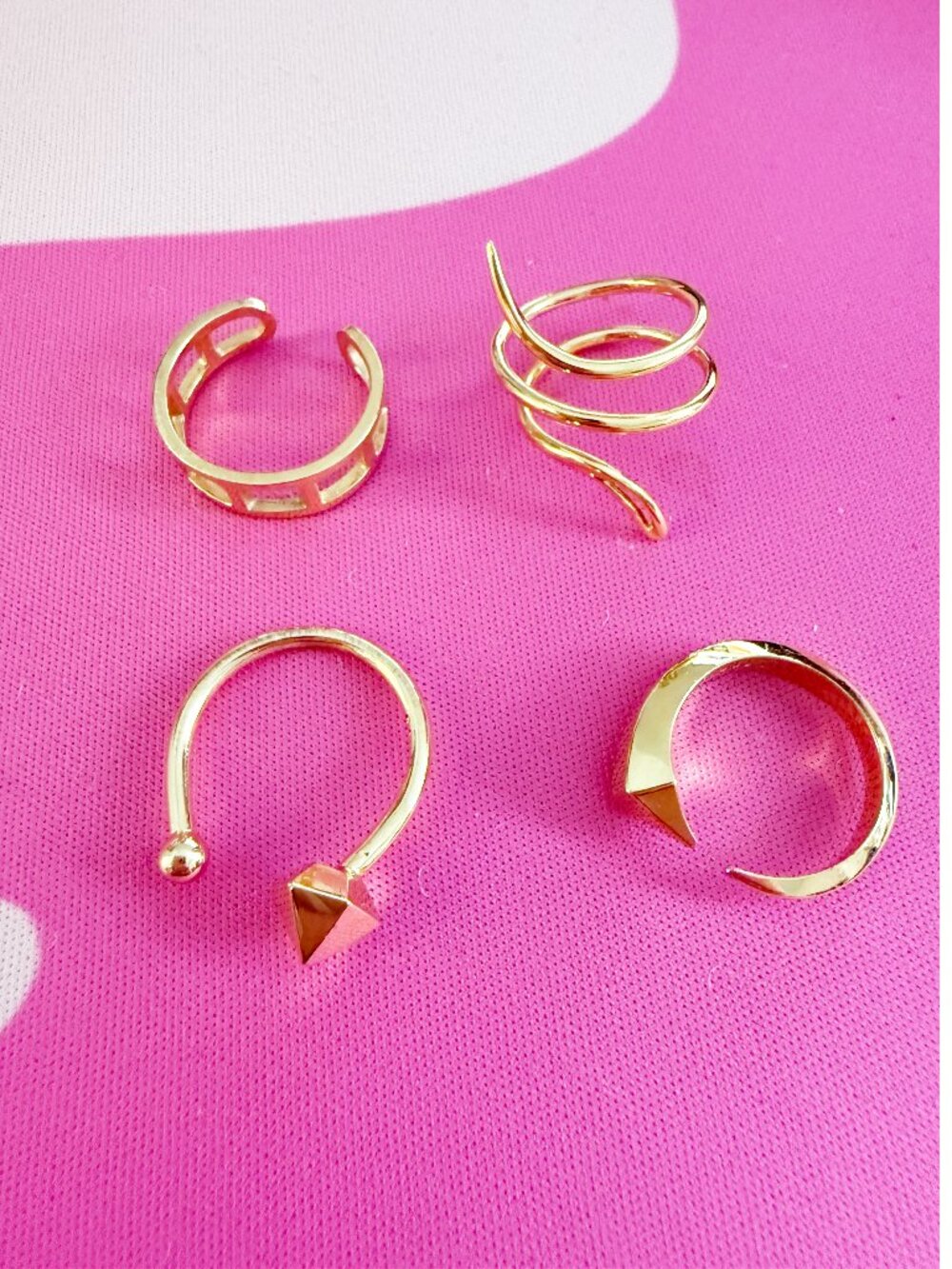 Brandy Pham Fashion Stackable 4 Rings Gold-Tone sz - Picture 15 of 15